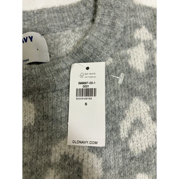 NWT Old Navy Women's Size S Knit Sweater Grey Cheetah Print Feminine Mob Wives - Picture 3 of 8